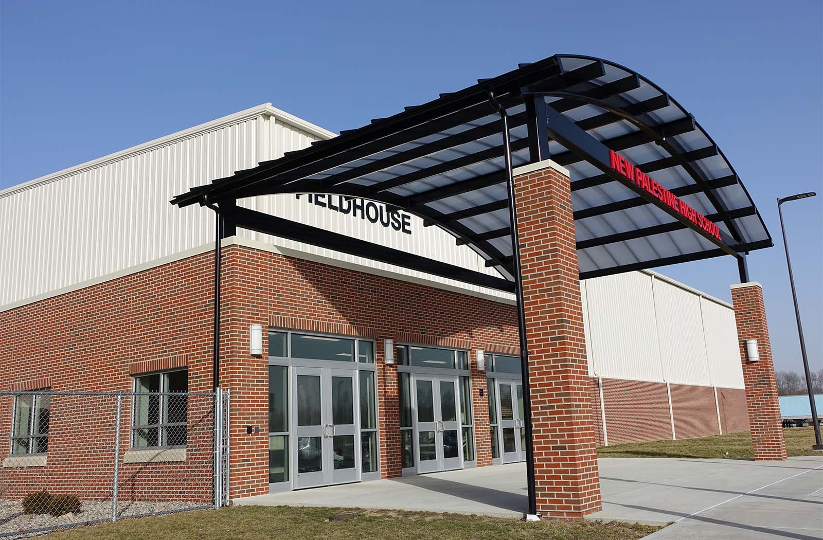 New Palestine High-65799b-43x23-Entrance Canopy-Education
